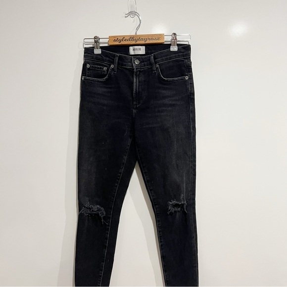 Agolde Sophie Mid Rise Jeans in Trademark Black - Picture 5 of 10